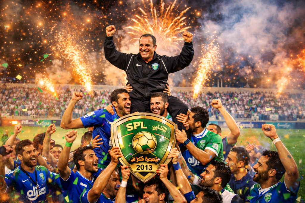 احتفال لاعبي نادي الفتح بلقب الدوري السعودي 2013 - معجزة النموذجي.