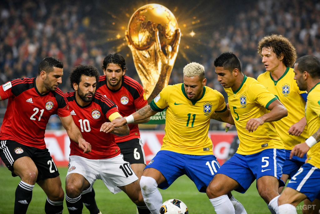 المنتخب المصري في كأس العالم خلال مواجهة ودية أمام البرازيل استعدادًا للمونديال